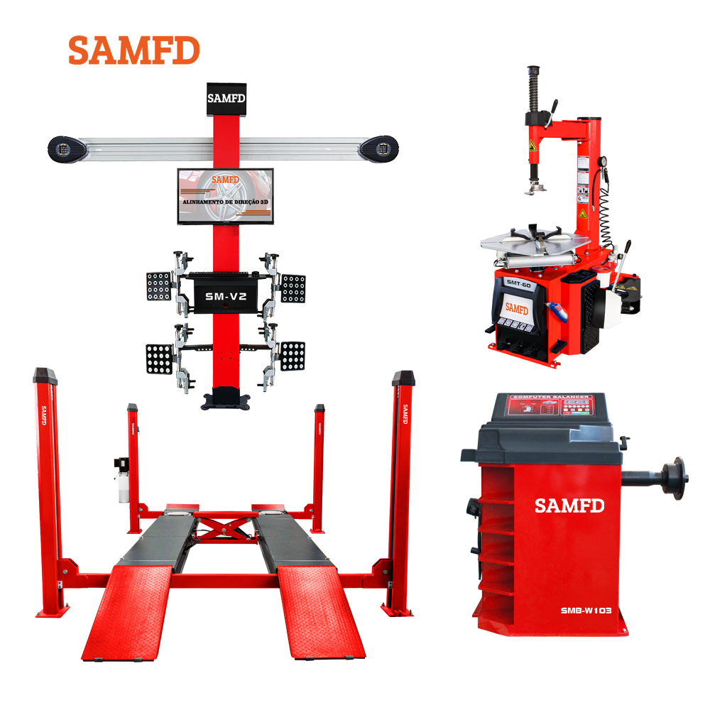 Tire Changer Machine - 3D wieluitlijnapparaat, autobrug, bandenmachine en balancer